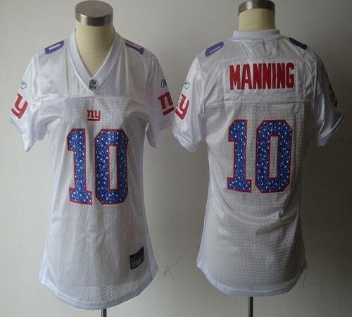 Giants #10 Eli Manning White Women's Sweetheart Stitched NFL Jersey